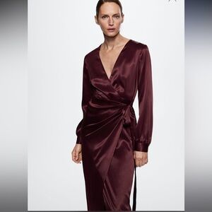 NWT Mango Midi Wrap Tie Dress